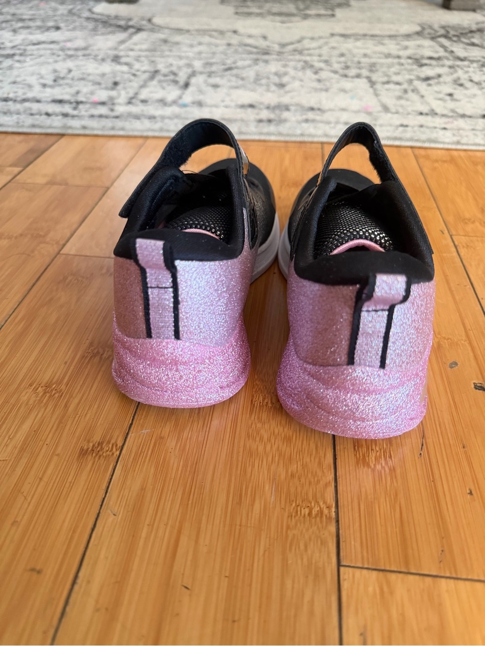 Skechers Kids Black and Pink Glitter Athletic Sneakers - Picture 7 of 8